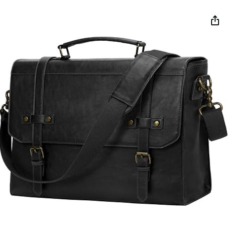 RAINSMORE Mens Messenger Bag 17 Inch Waterproof Vintage Leather Laptop Briefcase Large Laptop Bag Satchel Bag Computer Shoulder Bag for Office
