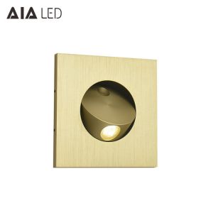 Square modern 350degree flexibility gold reading light 3W headboard wall lamp