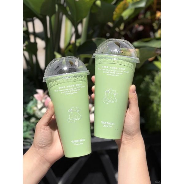 Green Matte PP Injection Cup with 80mm,90mm Diameter and BPA-free PP Material