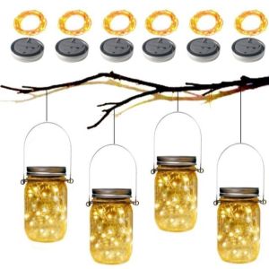 China 8 pack Solar lamp Mason Jar lights fairy Lid String with 8 Hangers Decorations for Party on sale