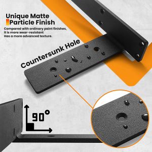 17 Inch Heavy Duty Floating Shelf Bracket Black Metal L Brackets Concealed