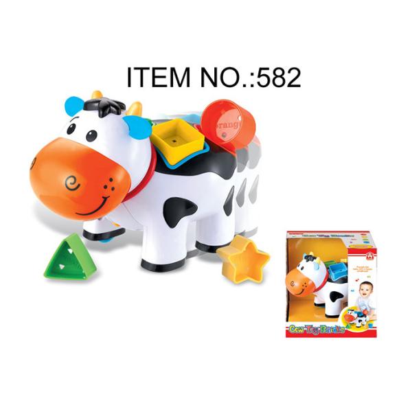 Buy Toddler B / O Cow W / Shape Sorter Blocks Infant Baby Toys Educational 5 Pcs Playset at wholesale prices