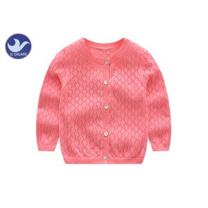 Crew Neck Girls Cardigan Sweaters Spring Knitwear Shell Buttons Diamond