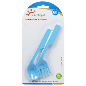 PP TPE Soft Bite Color Change Baby Feeding Spoon Fork