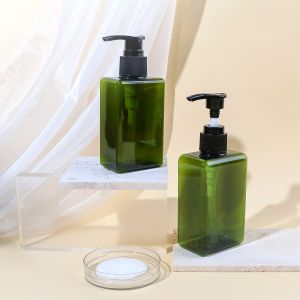 Square Plastic Custom Shampoo Bottles PET Material Transparent Cosmetic