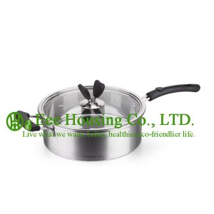 3 pieces stainless steel cooking cookware including fry pan and soup pot and