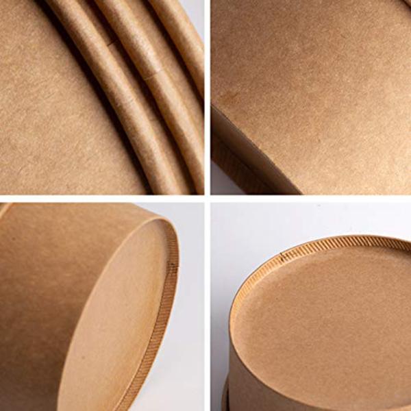 Customized Disposable Heatable Food Packaging Boxes Round Kraft Paper Salad Plates Bowl