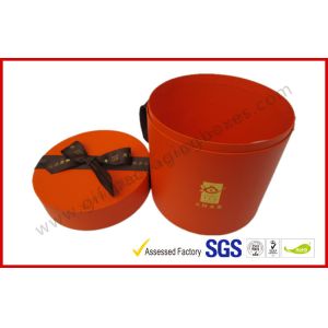 Round Luxury Gift Boxes / PVC Lamination Ribbon Gift Cylinder