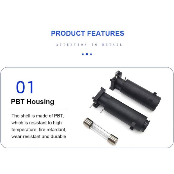 Bayonet Type PBT 16A 250V AC PCB 6x30 6x30mm 6.3X30mm Glass Panel Mounted Electrical Fuse Holder