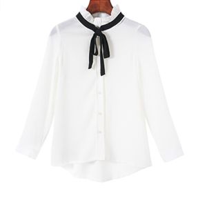 fashion high collar chiffon shirt with cotton shoulder-straps