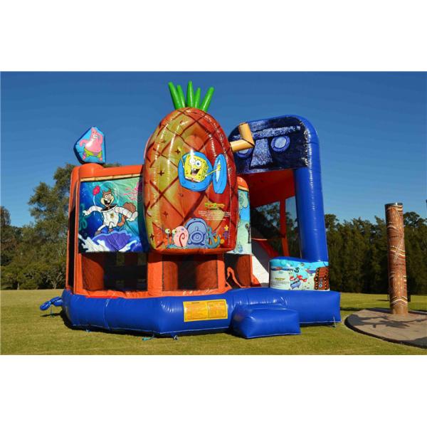 Colorful PVC Spongebob 5 In1 Inflatable Bouncer Combo Jumping Castle For Play EN14960