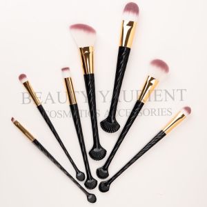 Antibacterial Face Makeup Brush Set 7piece With Fishtail Plastic Handle