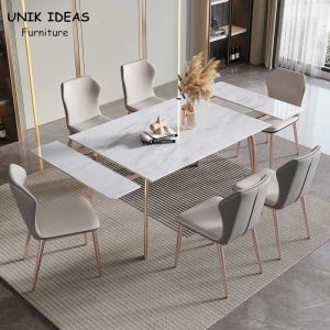 Minimalist Slate Dining Table Set With Chair Combination Telescopic Foldable