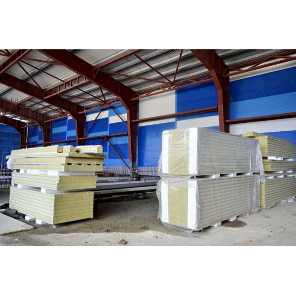 950mm Width Rock Wool Sandwich Panel Metal Polyurethane Edge Sealing For Warehouse