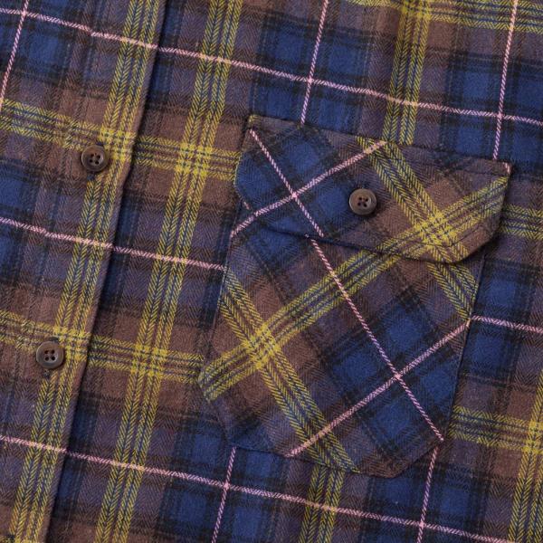 Man's Leisure Style Cotton Flannelette Plaid Jacket with Double Pocket and Long Sleeve