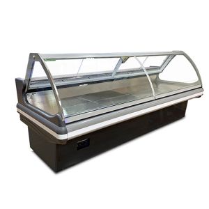 Flip Up Curved Glass Open Style Cooked Food Store Refrigerated Display Freezer