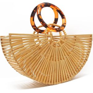 Miuco Womens Bamboo Handbags Handmade Purses Tote Bag