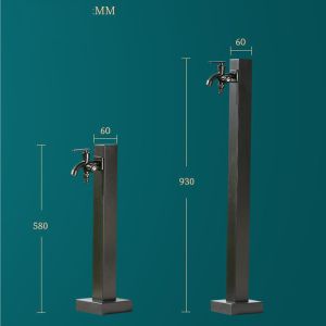 Black Garden Yard Bibcock Water Taps Stainless Steel Standpipe Sqaure Watering