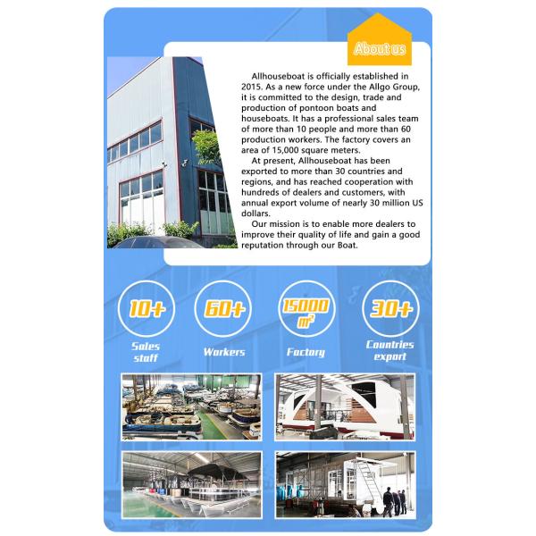 Aluminum Floating Boat Hotel Luxury And Comfort Water Double Deck Houseboat