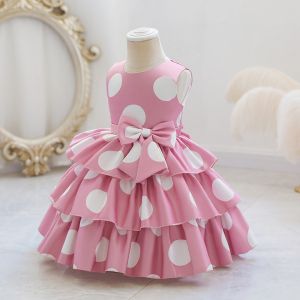 China 7Y-8Y Kid Polka Dot Princess Birthday Dress 60% Cotton on sale