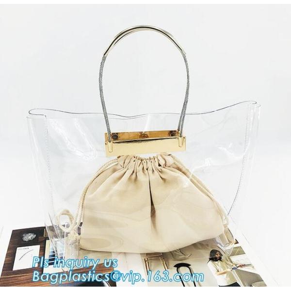 vinyl tote bags transparent pvc handbag, Fashion pvc beach bag summer handbag women, Metallic Transparent PVC Beach Hand