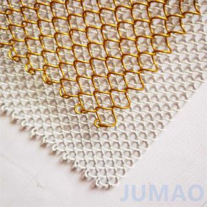 China Luxurious Gold Roll Up Metal Mesh Curtains With Diamond Holes on sale