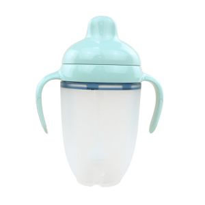 EN1400 5.07oz Silicone Baby Milk Bottle Clear Pink Blue