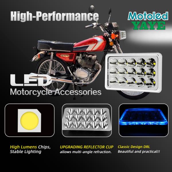 YAYE CG125 LED Headlight 12 Chip DC12V White Blue DRL Motorcycle Light