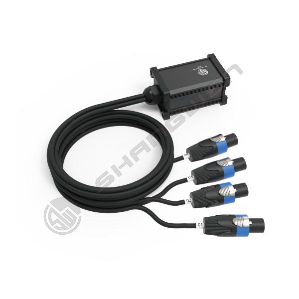 4 Channel 4 Pin Female Connector Electrical Glass Reinforced OEM OFC Loud Speaker Cable with Speakon Junction Box