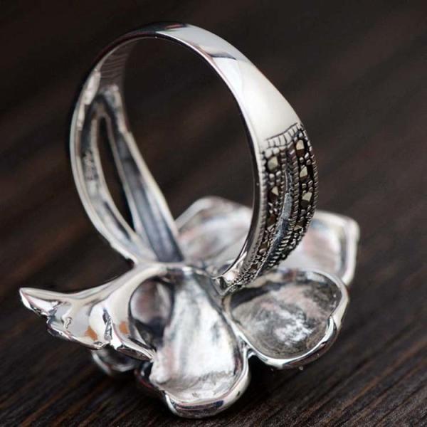 Women Antique 925 Sterling Silver Flower Style Marcasite Ring(MKS20021)