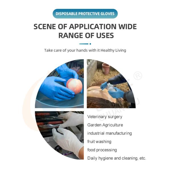 Anti-slip 9 Inches Disposable Nitrile Examination Gloves Powder Free Chemical Resistant