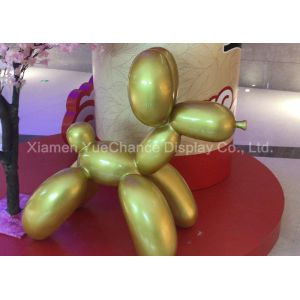 Over Size Shopping Centre Decorations Gold Color Fiberglass Balloon Dog