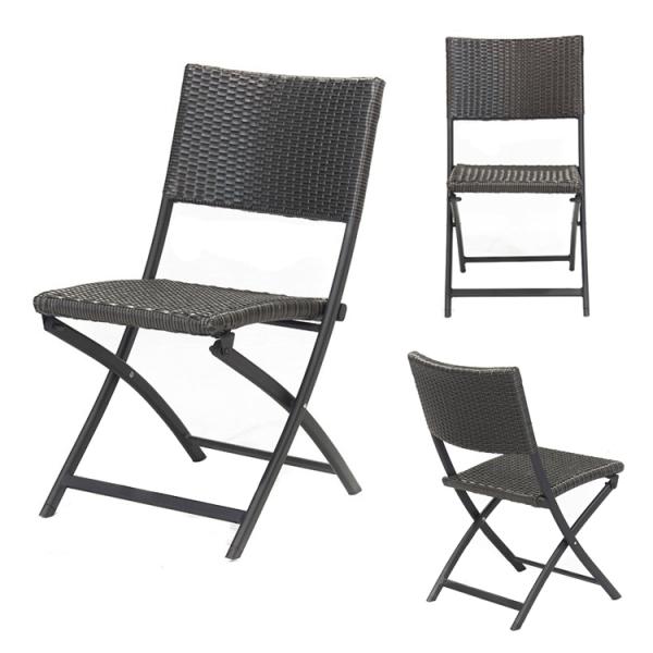 Outdoor Banquet Events Folding PE Rattan Wicker Dining Coffee Chair with Custom Logo