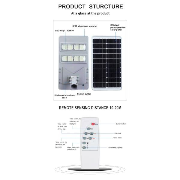 240W 150LM/W Solar Street Lights PIR Sensor Remote Control Outdoor Waterproof