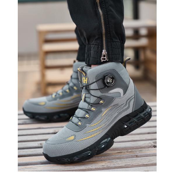 Black / Gray Fly Weave Safety Boots With Kevlar Midsole And Air Cushion Sole For Comfortable Work