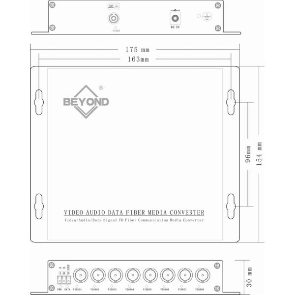 TVI to fiber converter Dimensions