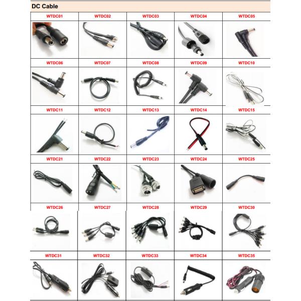 Male Connector 2.1 Mm DC Power Cable , CCTV Camera LED DC Extension Lead