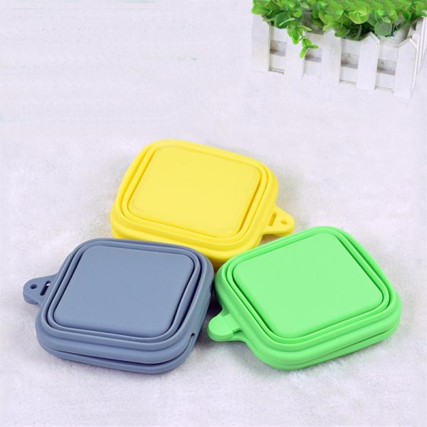 Traveling Silicone square Pet Folding Bowl Portable Food Basin 1420ml
