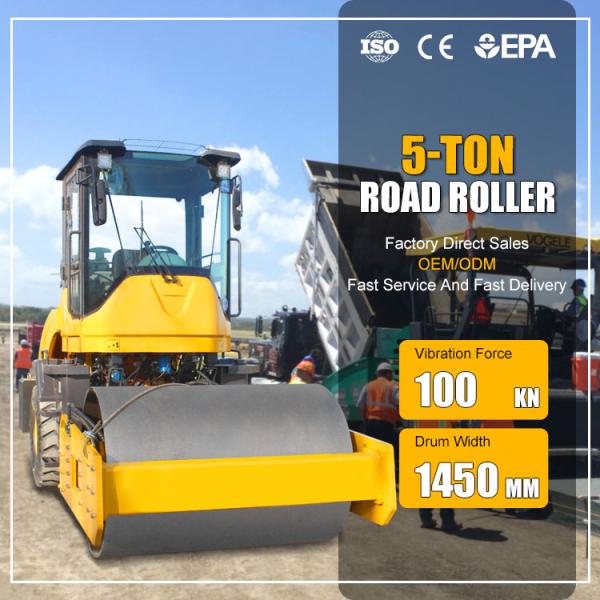 High Performance Road Machinery Vibratory Road Roller 5ton Single Smooth Drum Soil Asphalt Compactor Equipment for Sale