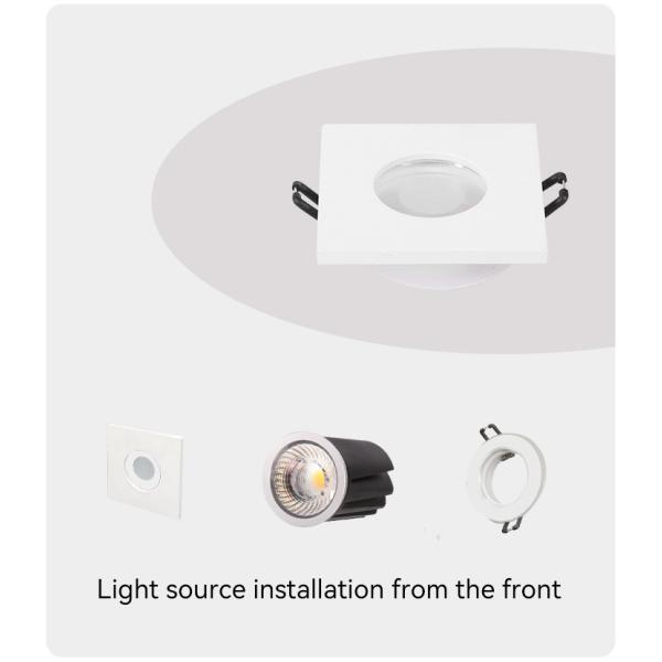 Recessed Spotlight Frame Aluminum Square Design MR16 GU10 60mm Cut-out IP65 Rated