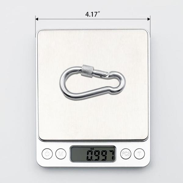 Polished Finish Stainless Steel Carabiner Spring Snap Hook with Eyelet and Screw