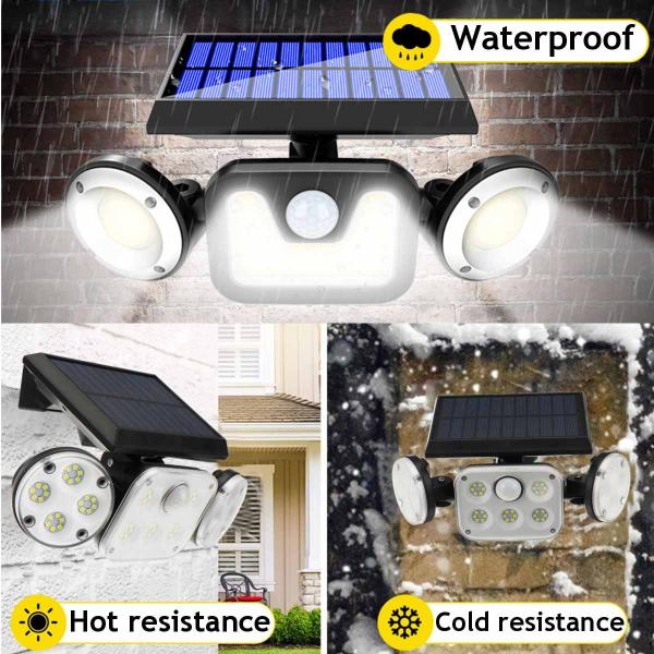 Porch Patio 16W 300LM ABS Solar Motion Sensor Wall Light Three Head