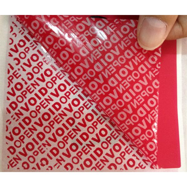 Buy PET Film Material Self Adhesive Security Labels Red Security Tape at wholesale prices