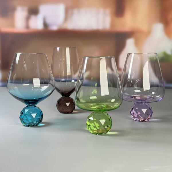 Buy Hand-blow Wine Glass With Crystal Base Color Gradient Unique Wine Glass For Gift For  Party at wholesale prices