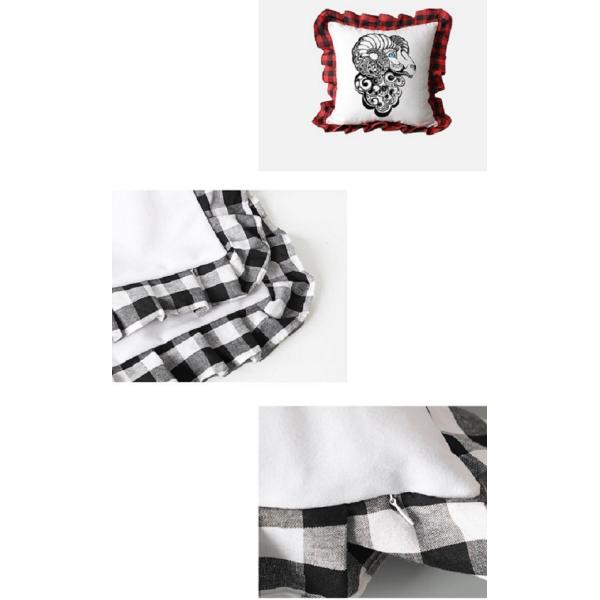Sublimation Pillow Covers Blanks Heat Transfer Printed Plaid With Ruffled Lace