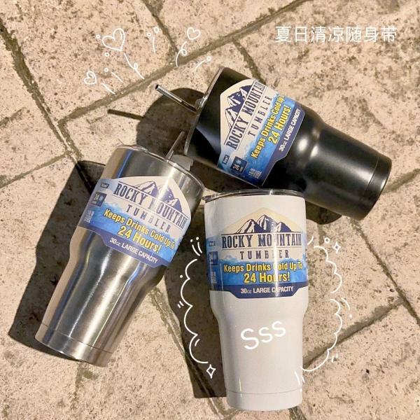 30oz Bulk With Lid And Straw Insulated Tumbler Coffee Cup Durable Double Wall Vacuum Travel Coffee Mug Thermal For Hot And Cold Drinks