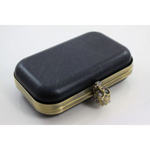 Laser Print Skull Closure Antique Brass Purse Frame With Covers