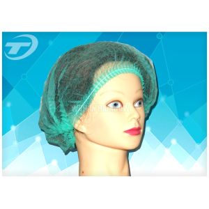 Disposable nurse cap 18 " with single elastic , made from SPP fabric , blue