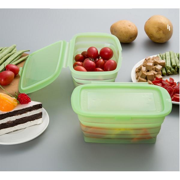 Convenient 188*115*80MM Silicone Foldable Bento Box for Lunch Vegetable and Fruit Storage