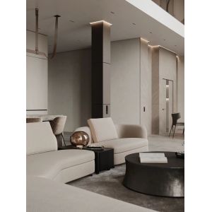 Shaped Curved Minimalist Hotel Lobby Furniture Linen Sectional Sofa